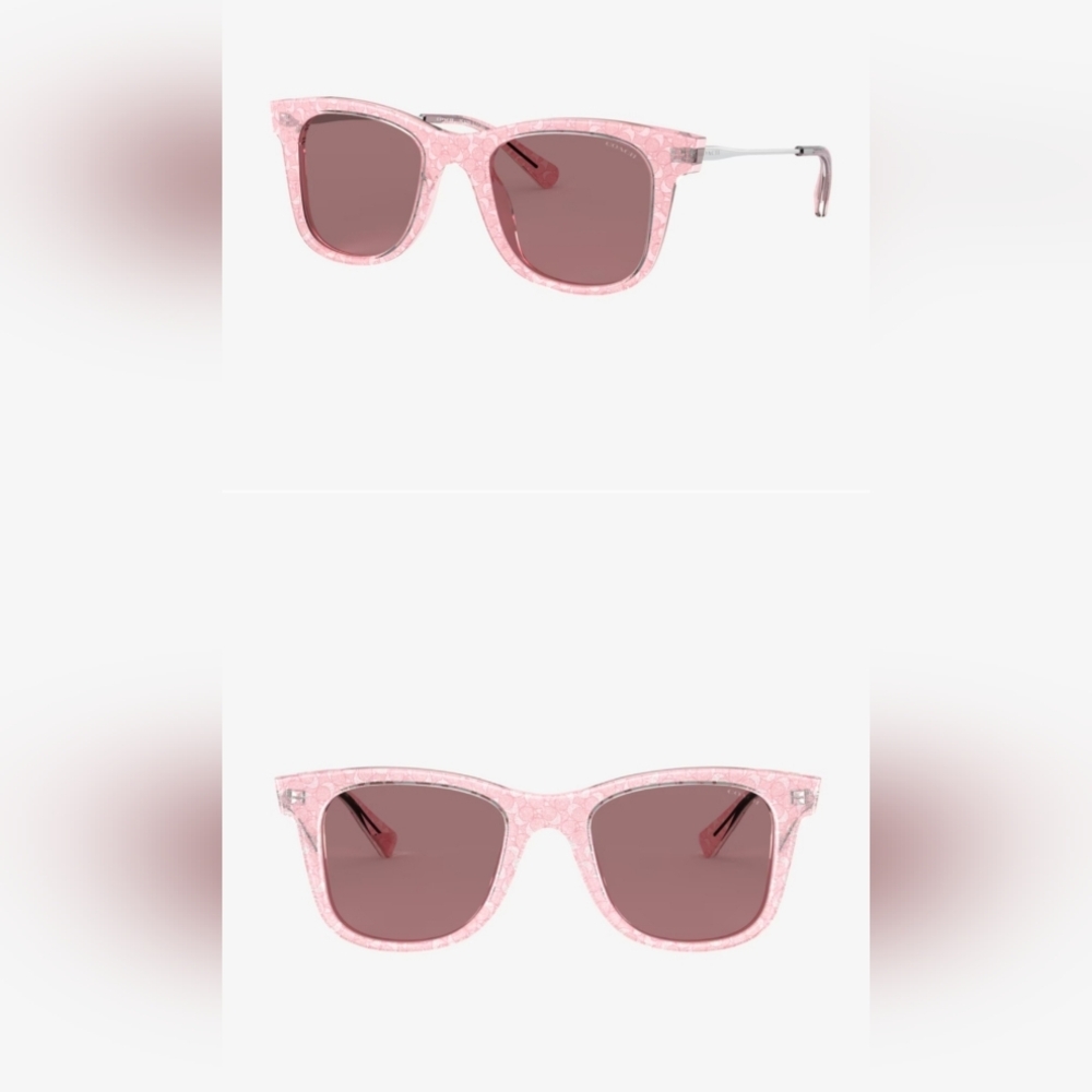 COACH LEGACY STRIPE SQUARE BURGUND/ PINK GLITTER SIGNATURE C SUNGLASSES - Picture 10 of 10